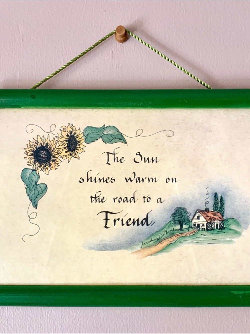 Vintage 90’s “The Sun Shines Warm on the Road to a Friend” Wall Decor Piece